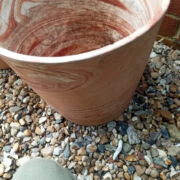 Two marble effect terracotta plant pot IP2