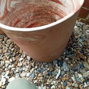 Two marble effect terracotta plant pot IP2