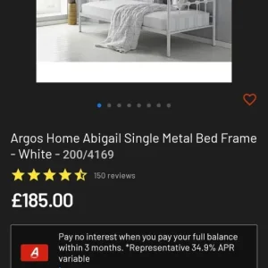Argos Home Abigail Single Metal Bed Frame White