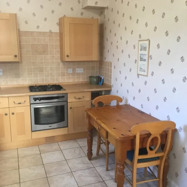 Pine farmhouse table and 4 chairs