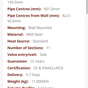 500 x 521 mm white column radiator - Image 2