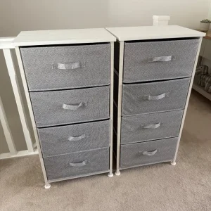 Fabric and metal storage drawers