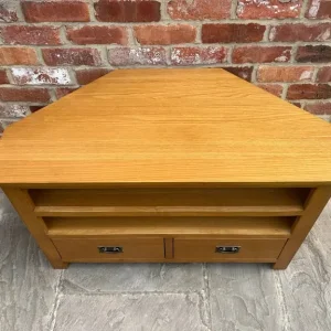 Rustic Oak Corner TV Stand - Excellent Condition - Image 3