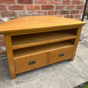 Rustic Oak Corner TV Stand - Excellent Condition - Image 6