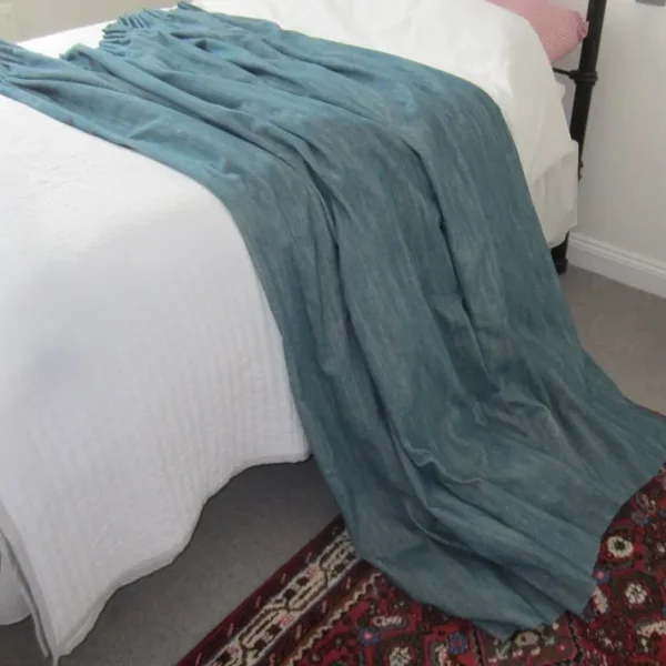 Pair of Pencil Pleat Lined Curtains in Teal John Lewis Fabric