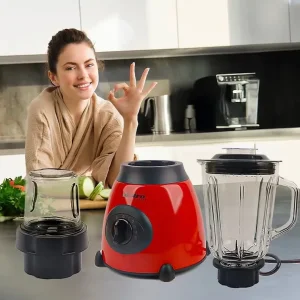 Bistro Chef 2-in-1 Ice Nuts Crushing Mixer Blender 850W Made from Glass & Stainless Steel (Red) - Image 3