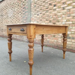 Early Victorian Solid Stripped Wood Farmhouse Country Table - Image 3