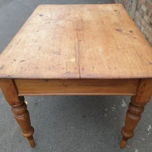 Early Victorian Solid Stripped Wood Farmhouse Country Table - Image 5