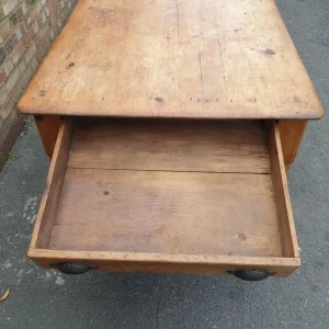 Early Victorian Solid Stripped Wood Farmhouse Country Table - Image 6