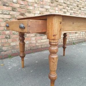 Early Victorian Solid Stripped Wood Farmhouse Country Table - Image 7