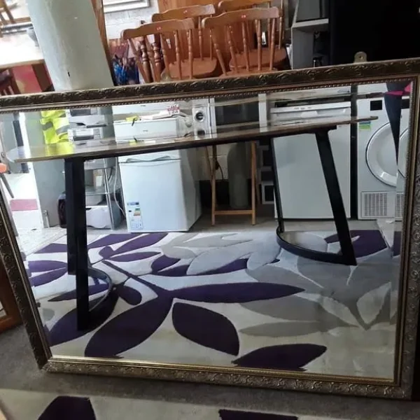 Large gilded bevelled edged 4ft mirror Low Cost Moves 2nd Hand Furniture STALYBRIDGE SK15 3DN
