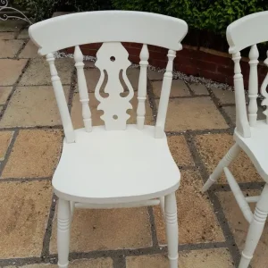 Rustic farmhouse french shaby chic chairs wooden set of 3 - Image 2
