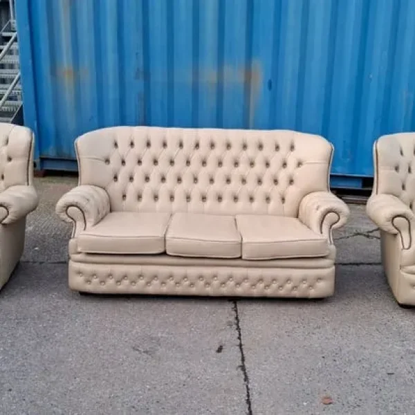 Beige Chesterfield suite