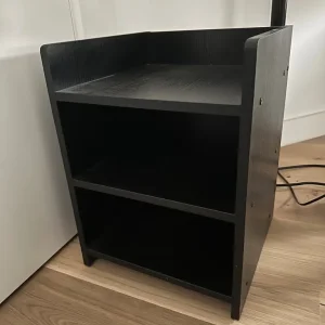 Black wooden bed side table