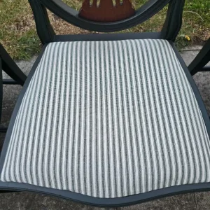 REFURBISHED Set of 6 Vintage Hepplewhite DINING CHAIRS Green Ticking Seats - Possible Local Delivery - Image 8