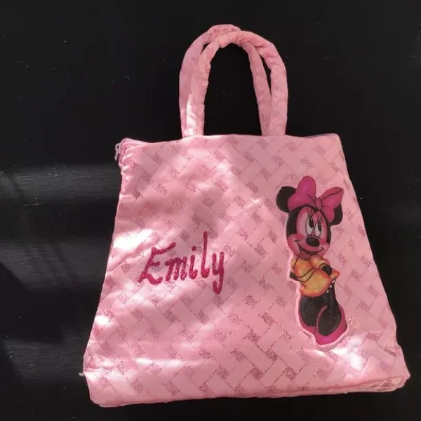 🧸 Children Pink Emily Hand Made Bag 🧸 name Emily and Minnie Mouse lining £2.00 💐