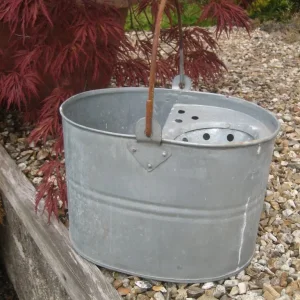 Vintage galvanised mop bucket or can be used as a garden planter.