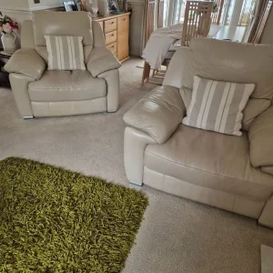 sofa and Arm Chairs, all recliners and in leather