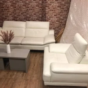 White Leather Sofa - Image 2
