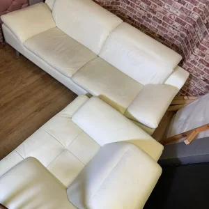 White Leather Sofa - Image 4