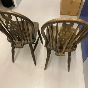 Two vintage wooden chairs pair of wooden chairs - Image 2