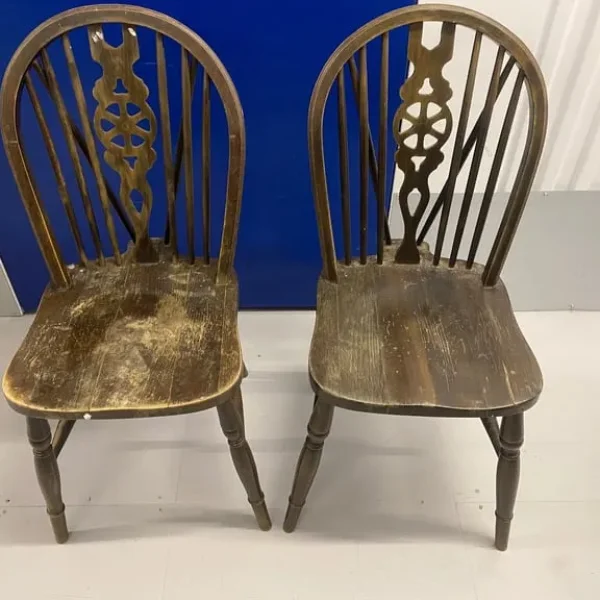 Two vintage wooden chairs pair of wooden chairs