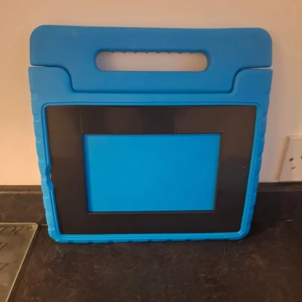2 x Kids i Pad Pro Rubber Case. With Handle.Blue. Handle folds into raised angle support.