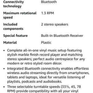 Fenton RP165M Bluetooth Vinyl Record Player with Stereo Speakers - Image 8