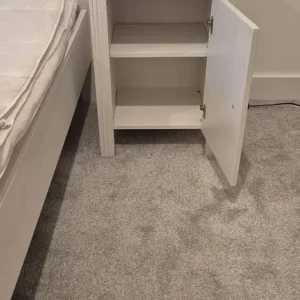 IKEA white double bed with 2 cabinets and mattress in excellent condition - Image 2