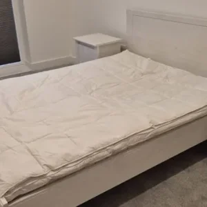 IKEA white double bed with 2 cabinets and mattress in excellent condition - Image 5
