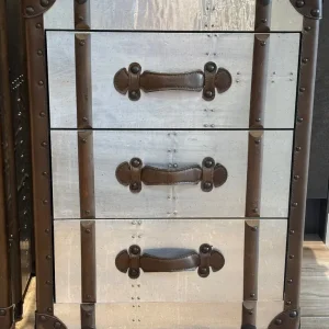 2 x silver metal trunk style side table drawers / bedside drawers - Image 2