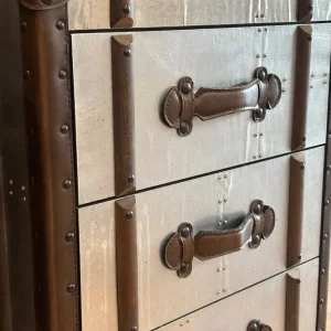 2 x silver metal trunk style side table drawers / bedside drawers - Image 3