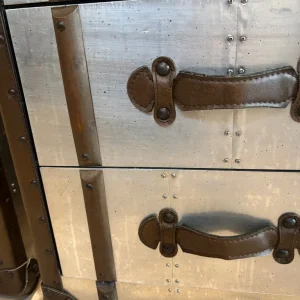 2 x silver metal trunk style side table drawers / bedside drawers - Image 4