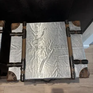 2 x silver metal trunk style side table drawers / bedside drawers - Image 5