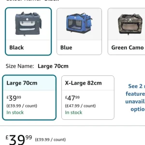 HugglePets Foldable Fabric Pet Crate Carrier - (Large 70 x 52cm) - Image 5