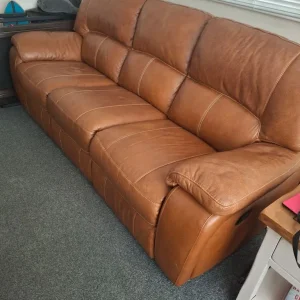 Brown Leather Sofa - Image 4