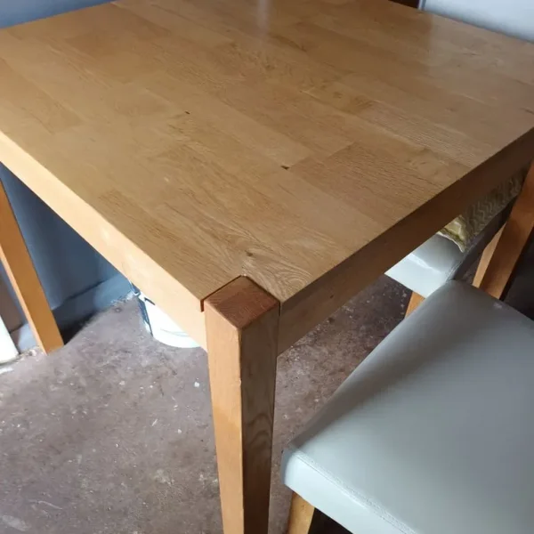 AS NEW PINE TABLE AND 2 X CHAIRS