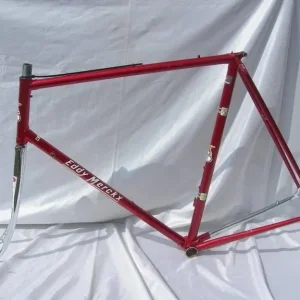 EDDY MERCKX PROFESSIONAL FLAME RED FLAT CROWN 60.5cm CTC FRAME & FORKS USED CON - Image 6