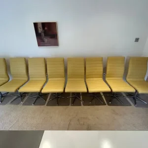 8x Mustard Leather Dining Chairs - Image 2