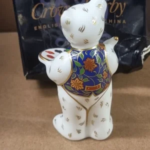 Retired Royal Crown Derby Claude Artist Bear Paperweight - Image 3