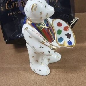 Retired Royal Crown Derby Claude Artist Bear Paperweight - Image 5