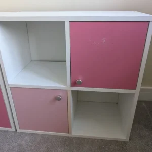 Kallax style storage pink and white shelving/cupboards - Image 3
