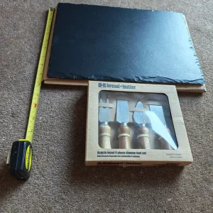 Slate serving platter and 4 piece cheese tool set.