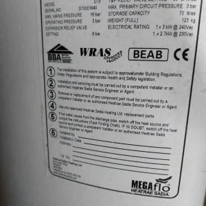 70ltr unvented water heater