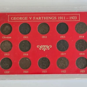 Collector's George V 1911-1920 Antique British Farthing Coin Set