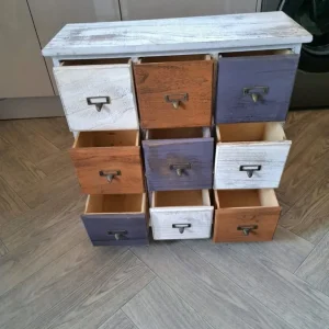 Retro Wooden 9 drawer Storage Cupboard for Nursery, Hallway, Garage - Image 2