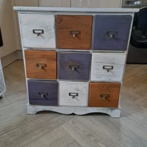 Retro Wooden 9 drawer Storage Cupboard for Nursery, Hallway, Garage - Image 4