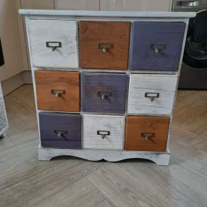 Retro Wooden 9 drawer Storage Cupboard for Nursery, Hallway, Garage