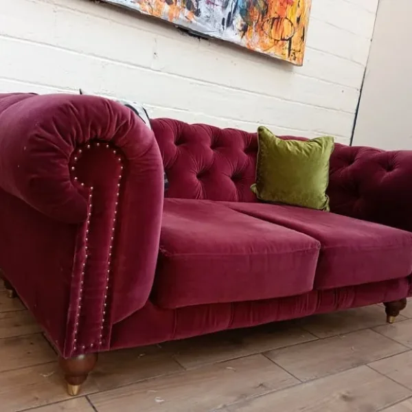 Swoon Winston 2 seater sofa in plum velvet RRP £2289