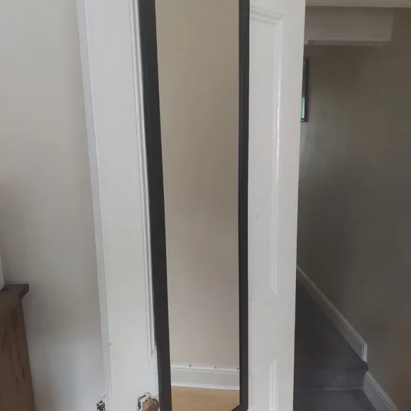 Mirror with white handles